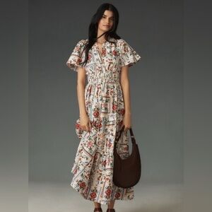 Anthropologie Floral Print Maxi Dress